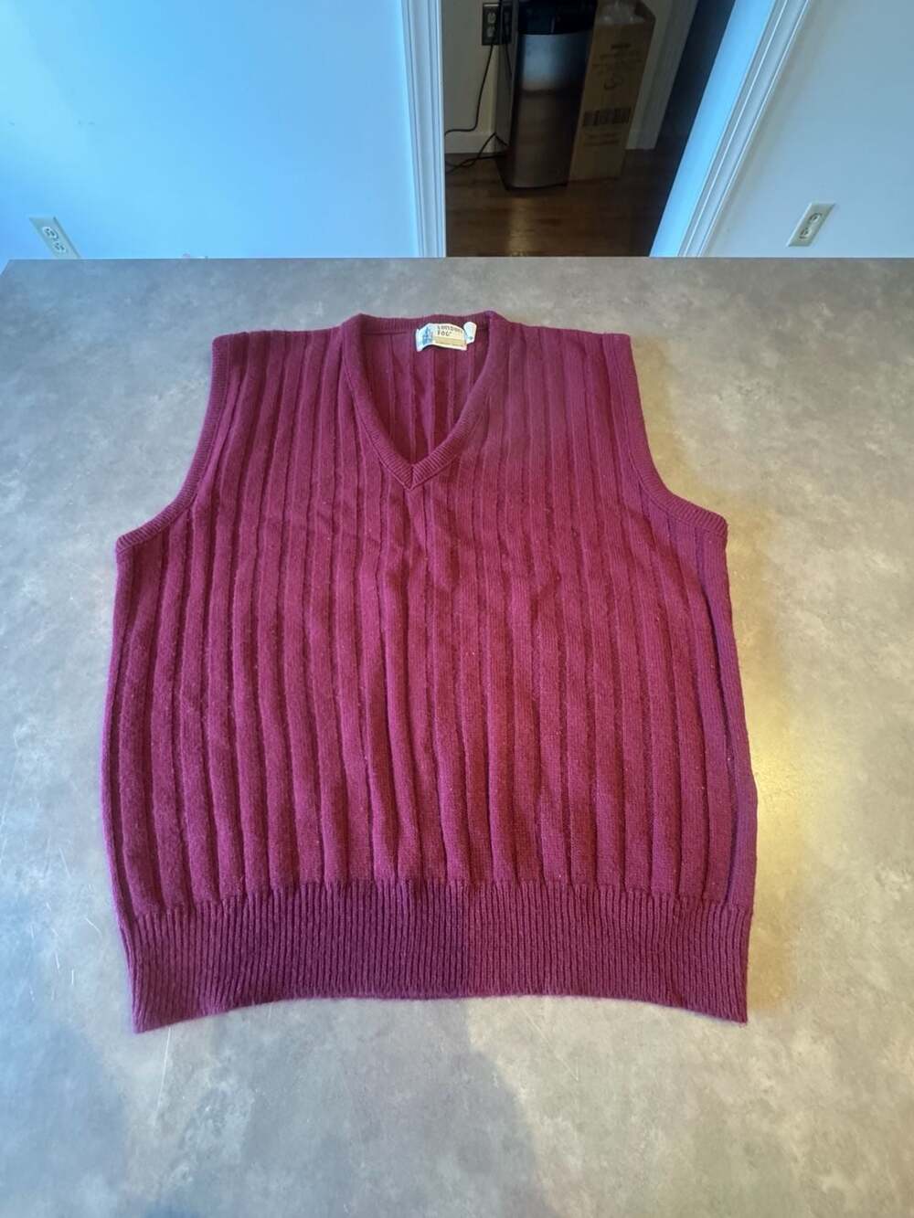 London Fog Burgundy Ribbed Sweater Vest